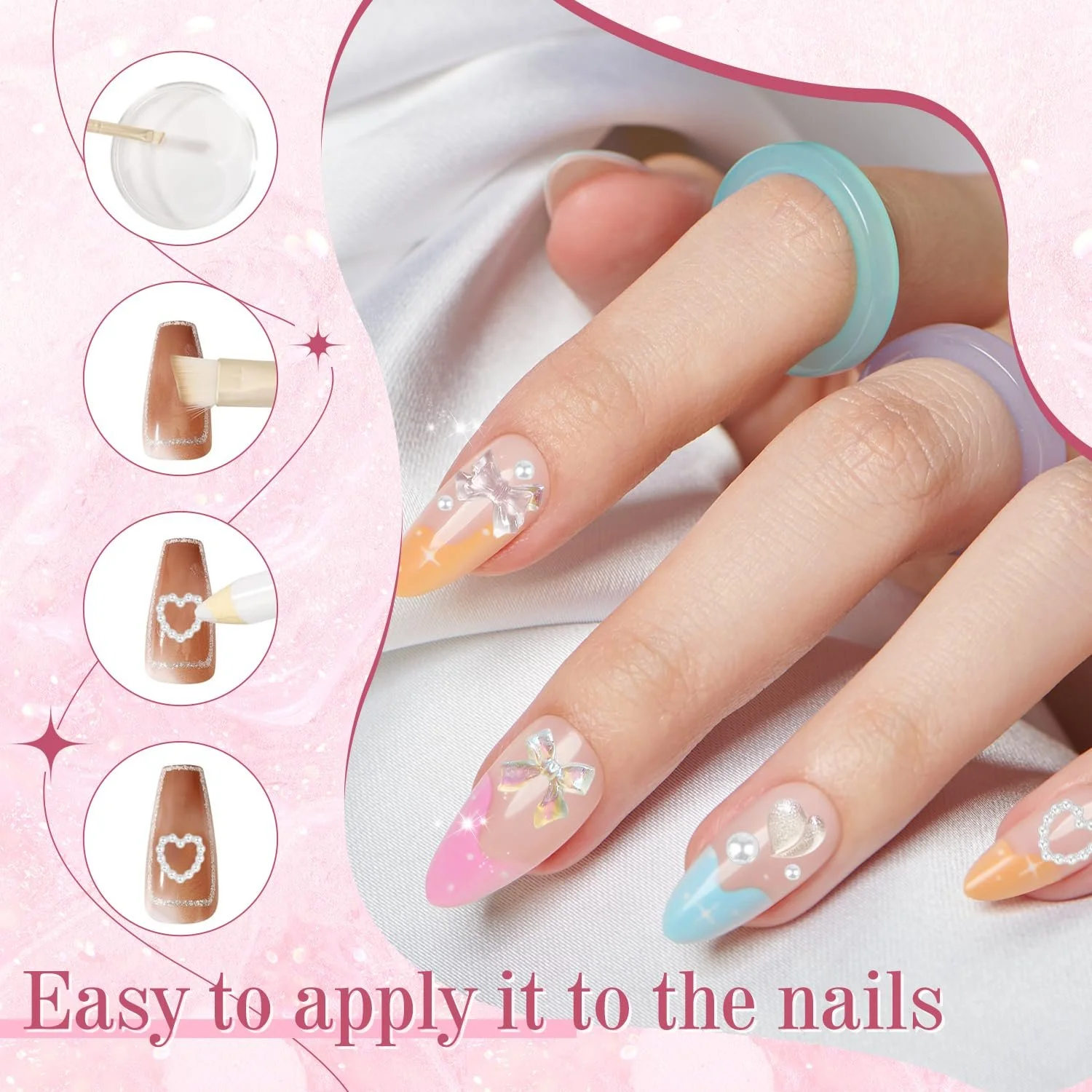 Набор украшений для ногтей (500 шт в упаковке) Стразы для ногтей Камни для ногтей Украшения для ногтей для маникюра своими руками Чехлы для мобильных телефонов Ювелирные аксессуары, фото №5