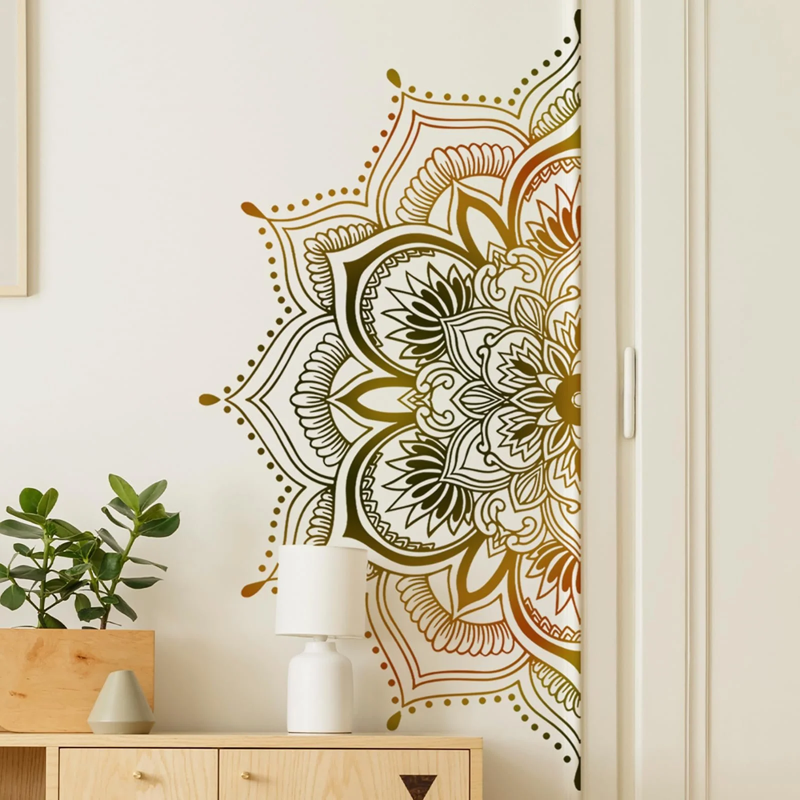 Наклейка на стіну Mandala Flowers Самоклеюча Золота, фото №4 Наклейка на стіну Mandala Flowers Самоклеюча Золота, фото №4