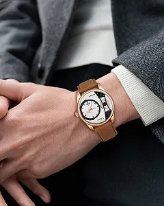 Мужские аналоговые часы CIVO Кожаный ремешок Кварцевые synthetic.ua - Фото 1