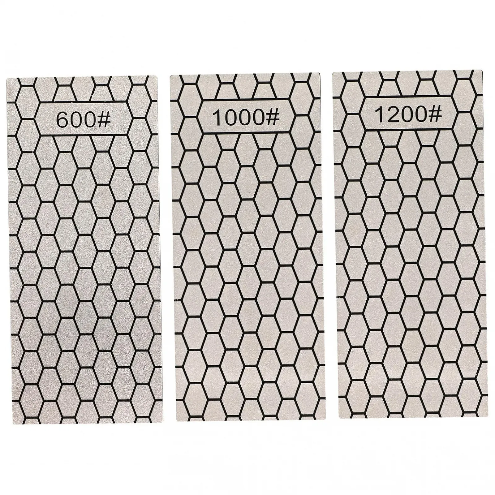 Точильні камені алмазні двосторонні набір 3 шт. з нековзною основою для кухонних ножів, фото №1