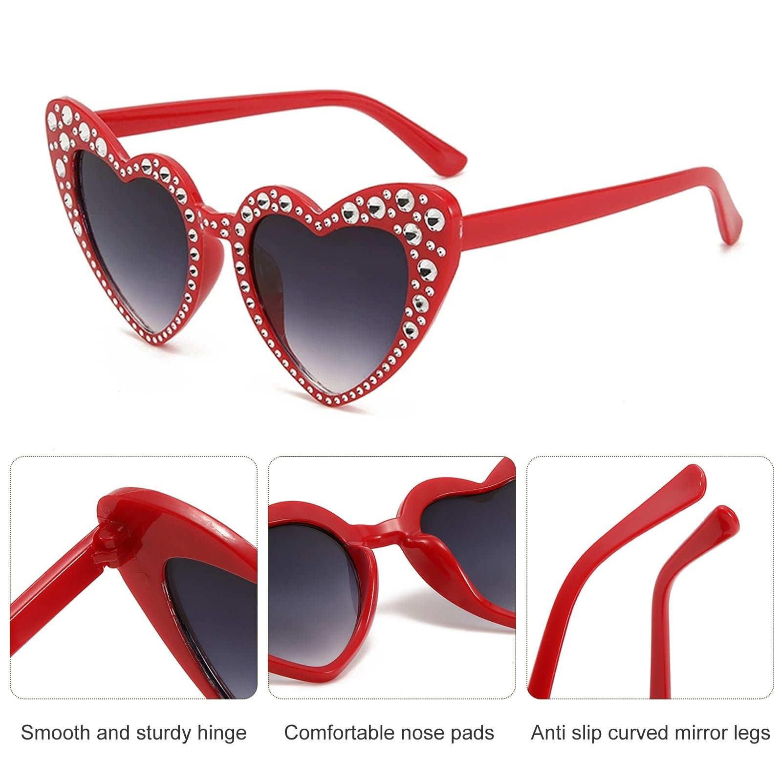 Сонцезахисні окуляри Серце Doukesh Жіночі, серцеподібні зі стразами, фото №4