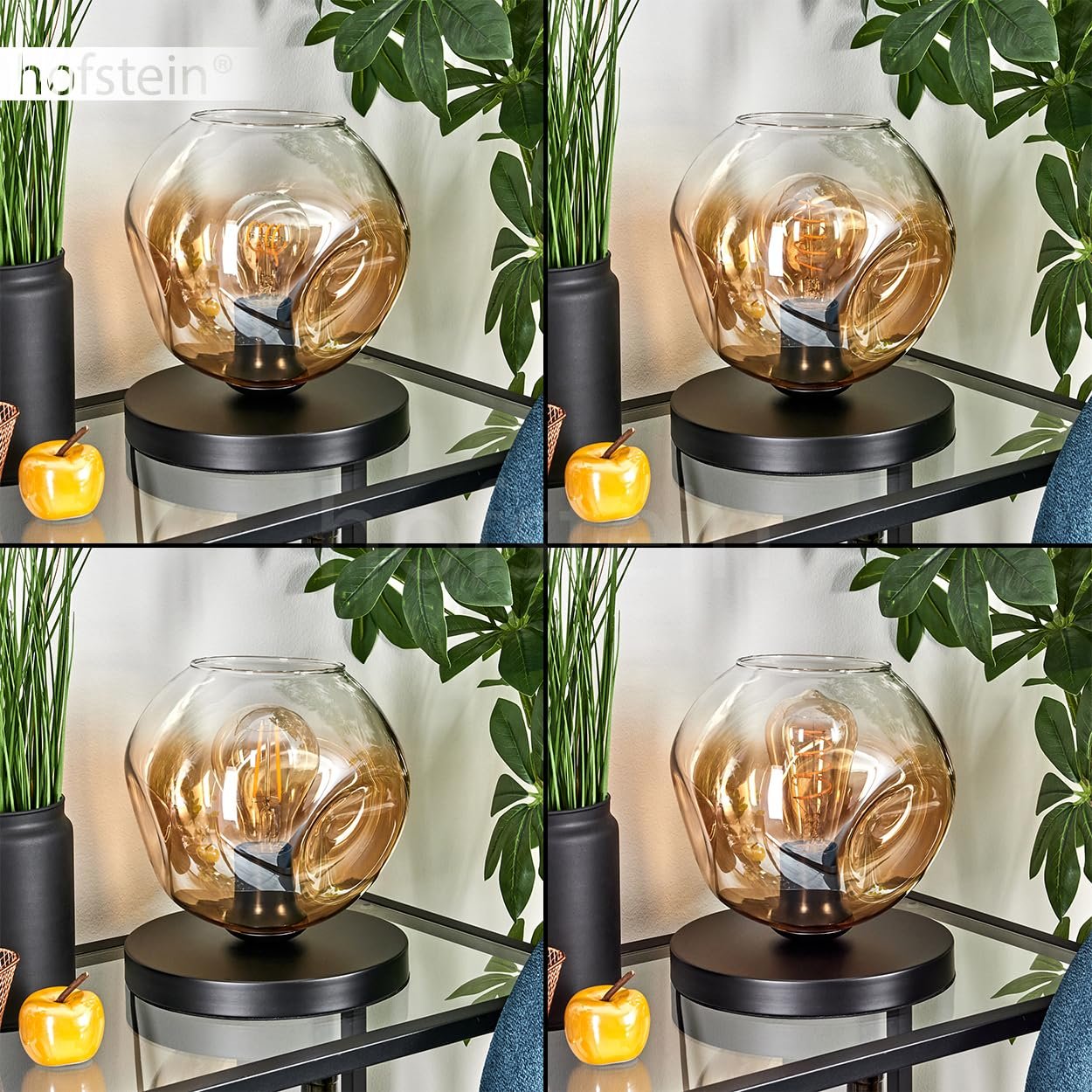 Настільна лампа Ripoll Metal/Glass Modern Retro / Vintage 20 см Black/Amber/Clear, фото №3