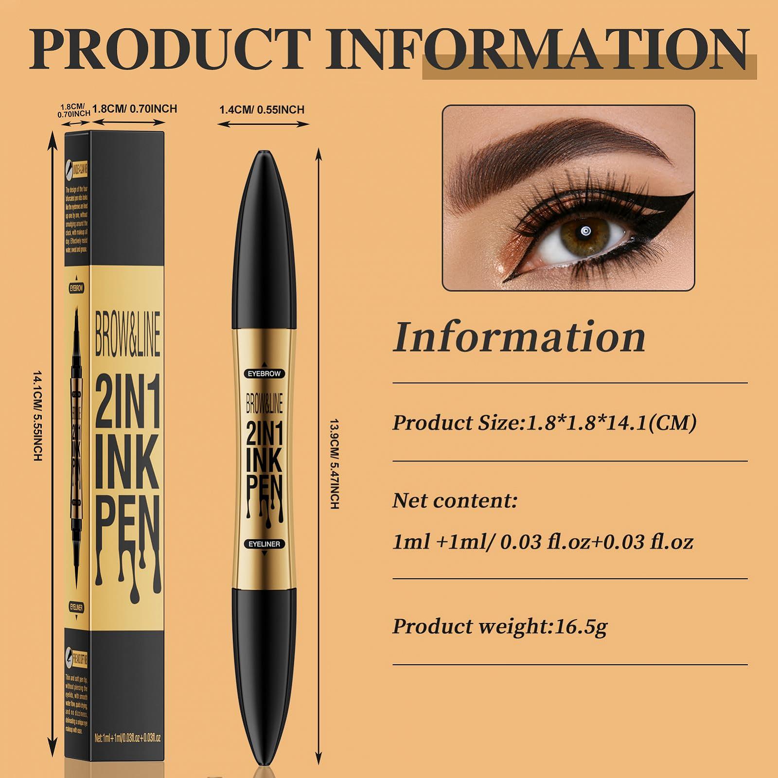 Олівець для брів 3D з 4 зубчастими наконечниками Водостійкий Світло-коричневий, фото №2