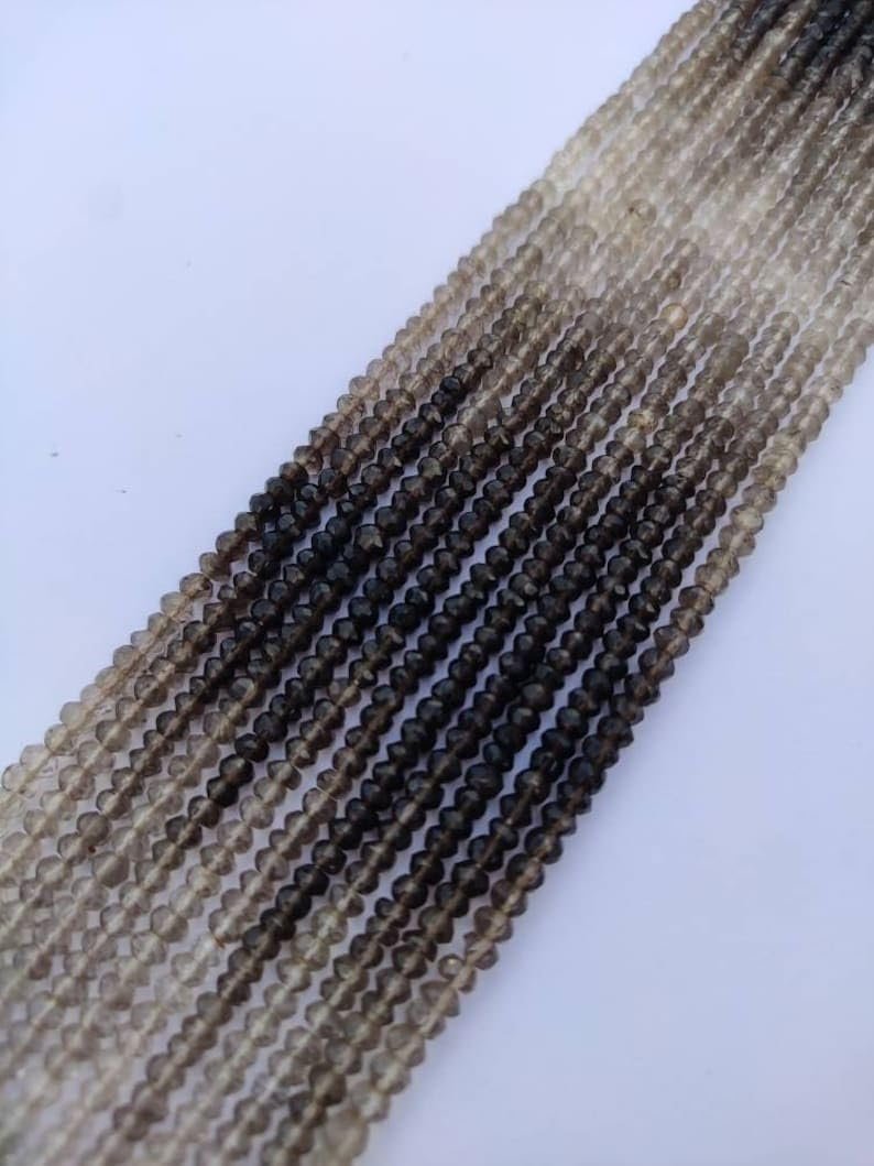 Круглые граненые бусины из дымчатого кварца 3.5 мм, нить длиной 33 см для изготовления ювелирных изделий, фото №2