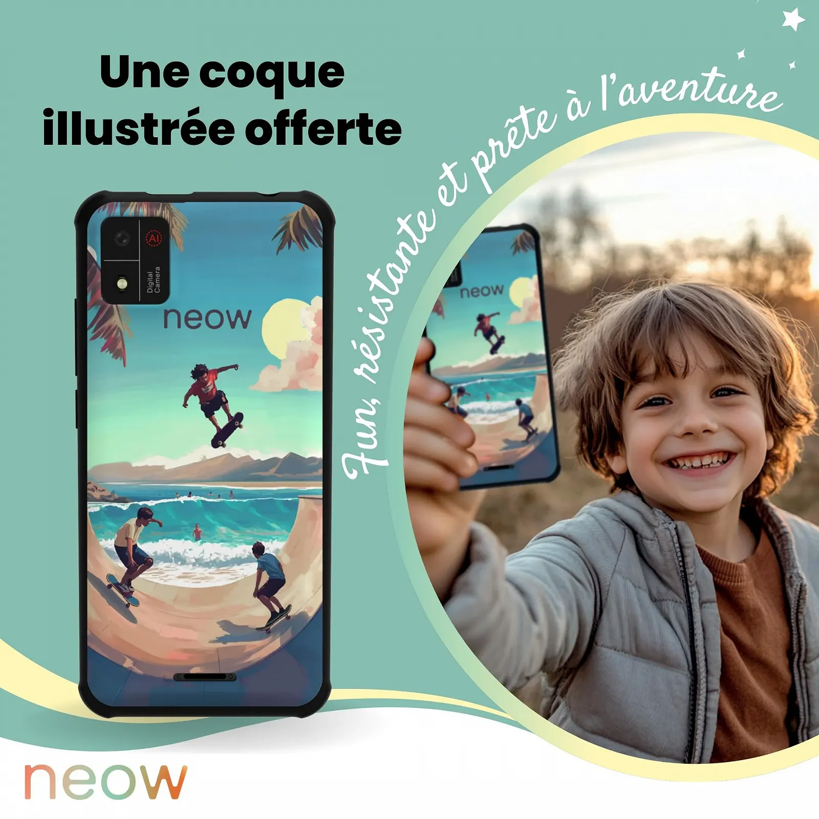Смартфон дитячий Neow Android 14 із чохлом, фото №5 Смартфон дитячий Neow Android 14 із чохлом, фото №5