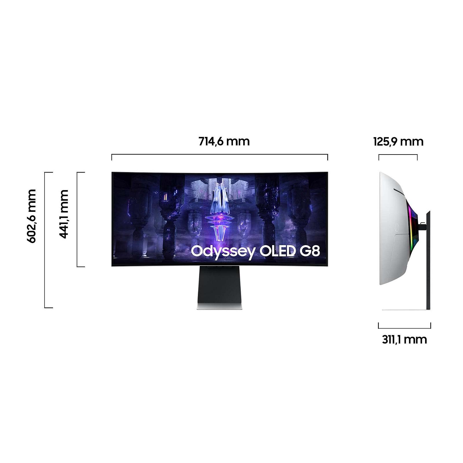 Монітор Samsung Odyssey OLED G8 S34BG850SU 34 дюйми AI Upscaling OLED Панель UWQHD Роздільна здатність FreeSync Premium 0.03 мс Час відгуку Частота оновлення 175 Гц Срібний, фото №2