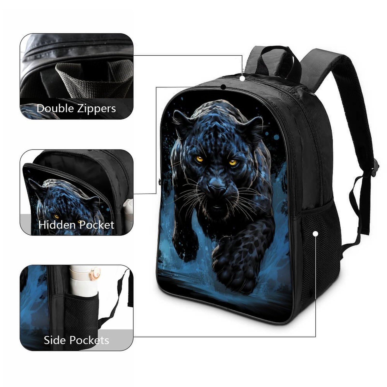 Школьный рюкзак Black Panther для мальчиков, подростков, девочек, детский, 40x28x16 см, фото №3