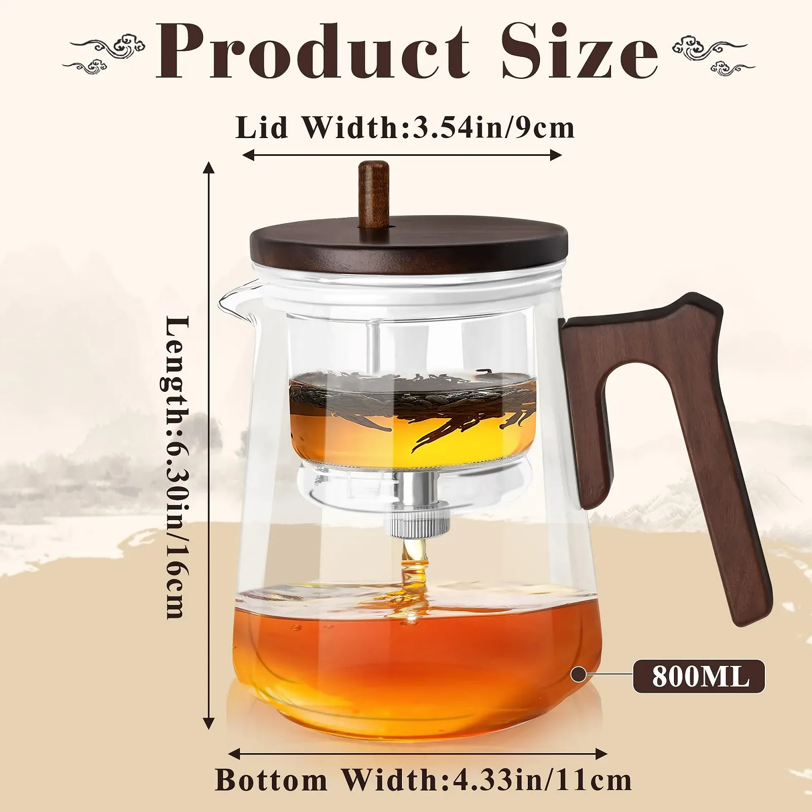 Чайник-заварник Enchanti Magic з функцією автоматичного відділення води, 800 мл, фото №2