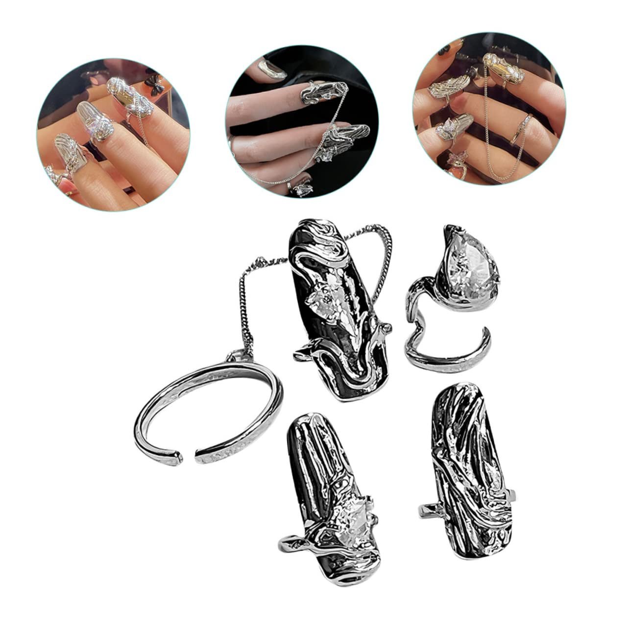 Кільця для нігтів Healeved, хрестики, кристали, регульовані, сплав, фото №5 Кільця для нігтів Healeved, хрестики, кристали, регульовані, сплав, фото №5