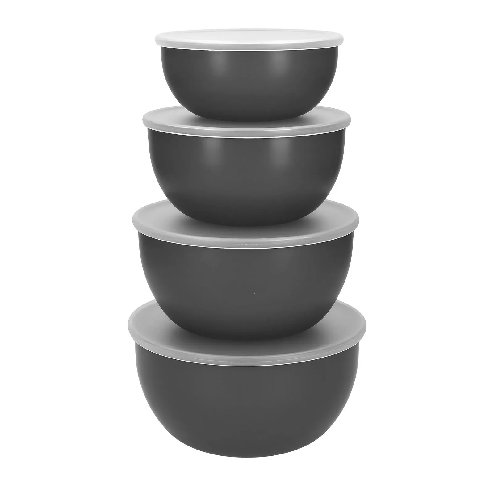Набор мисок для приготовления еды KitchenAid из 4 шт. с крышками угольно-серый, фото №1 Набор мисок для приготовления еды KitchenAid из 4 шт. с крышками угольно-серый, фото №1