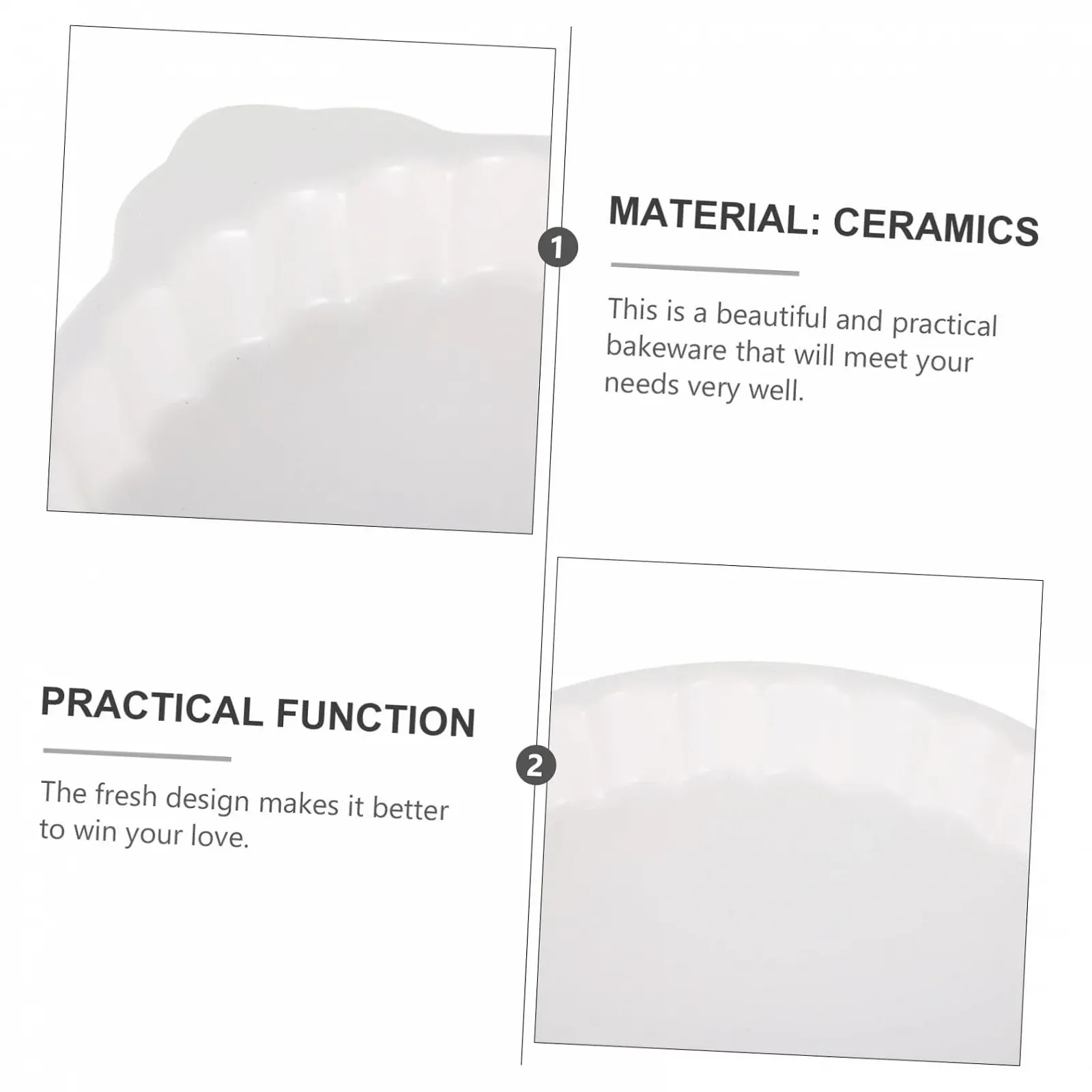 Форма для запекания TOYANDONA керамическая с двойными ручками термостойкая Круглая, фото №4