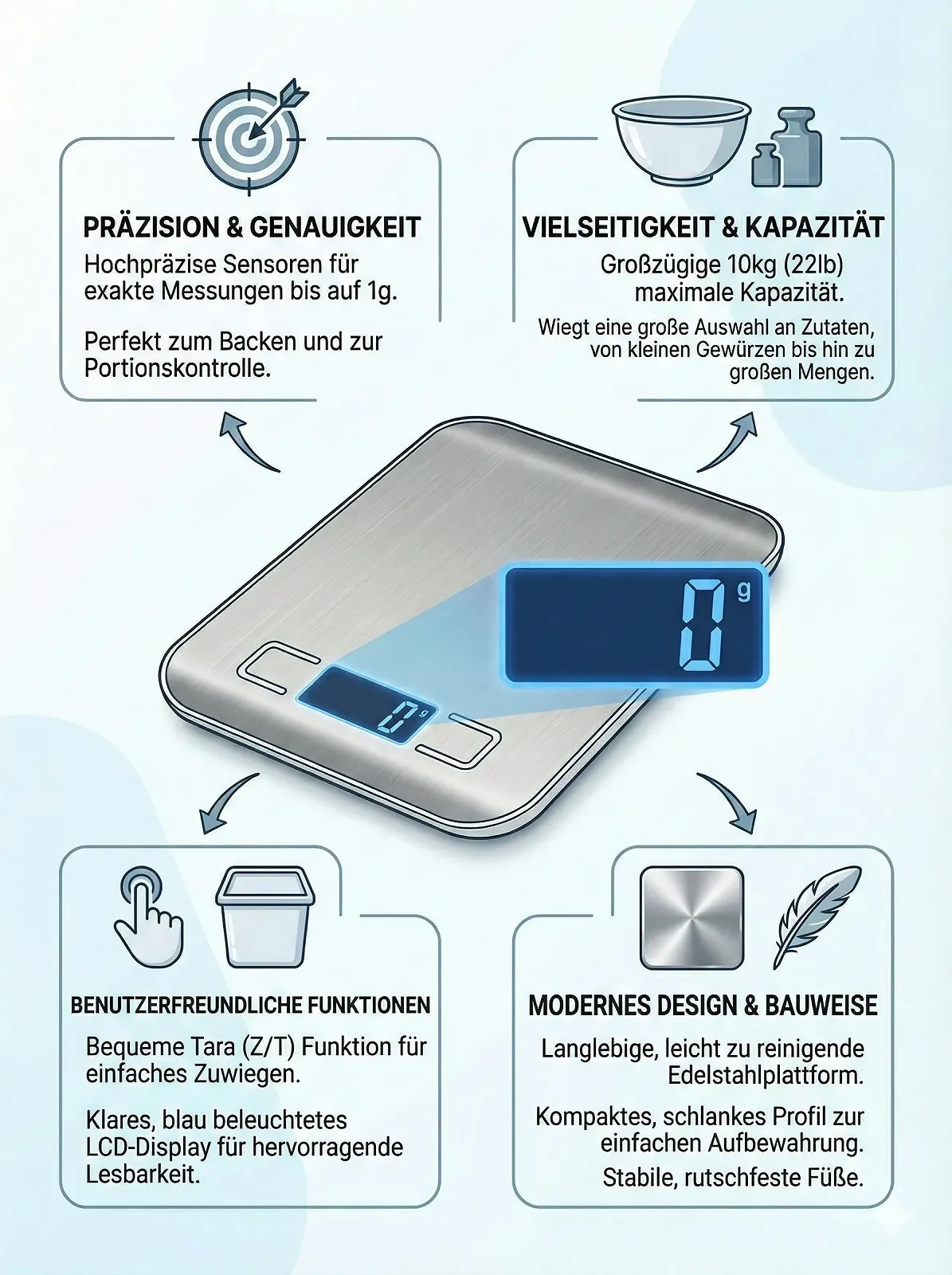 Кухонні ваги Digital Stainless Steel Slim 10 kg 1 g, фото №4