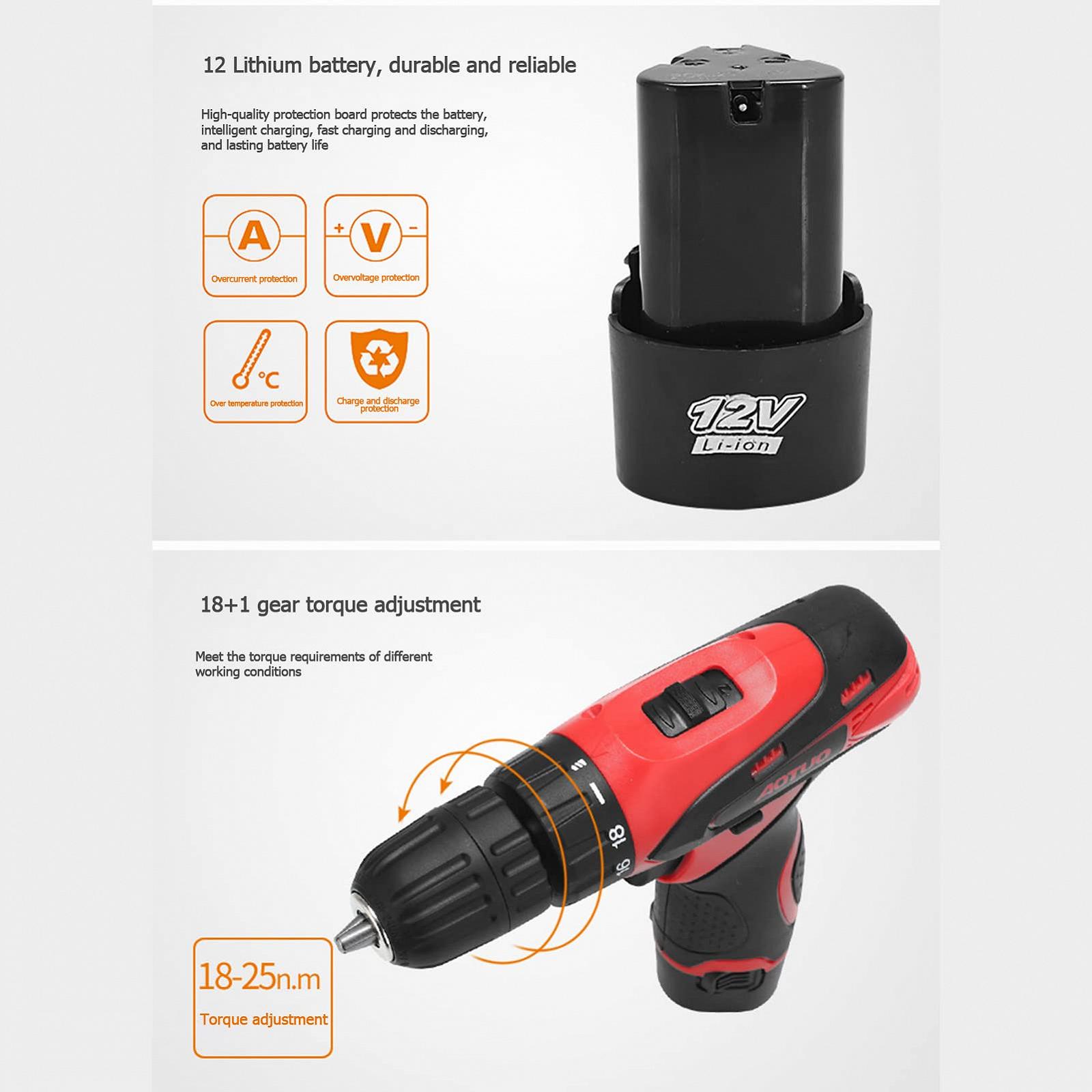 Електровикрутка Rechargeable 33 Pieces Cordless Drill Set EU Plug, фото №4