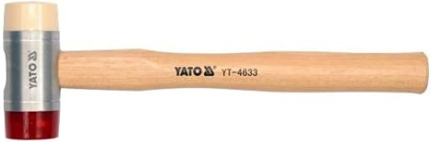 Комбінований молоток Yato yt-4631 з ПУ та нейлоновою головкою та дерев'яною рукояткою 28 мм, фото №1