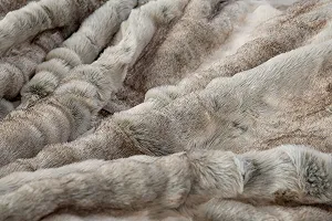 Покривало JotCo Сірий вовк, сіро-бежевий, зі штучного хутра (Покривало зі штучного хутра 170 x 220 см) - Фото 1