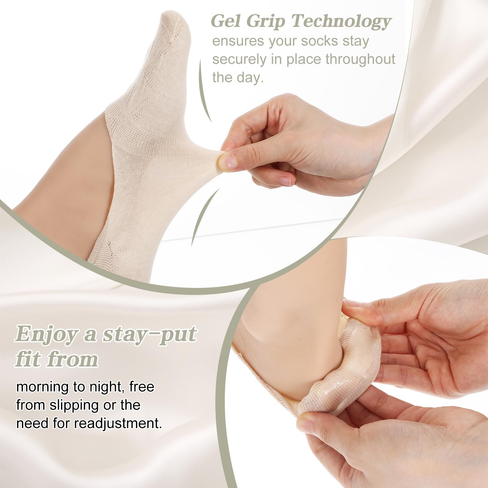 Носки-невидимки женские разноцветные (6 пар) Хлопок Силиконовая подкладка Невидимые дышащие носки для кроссовок Летние для мокасин (36-40), фото №4