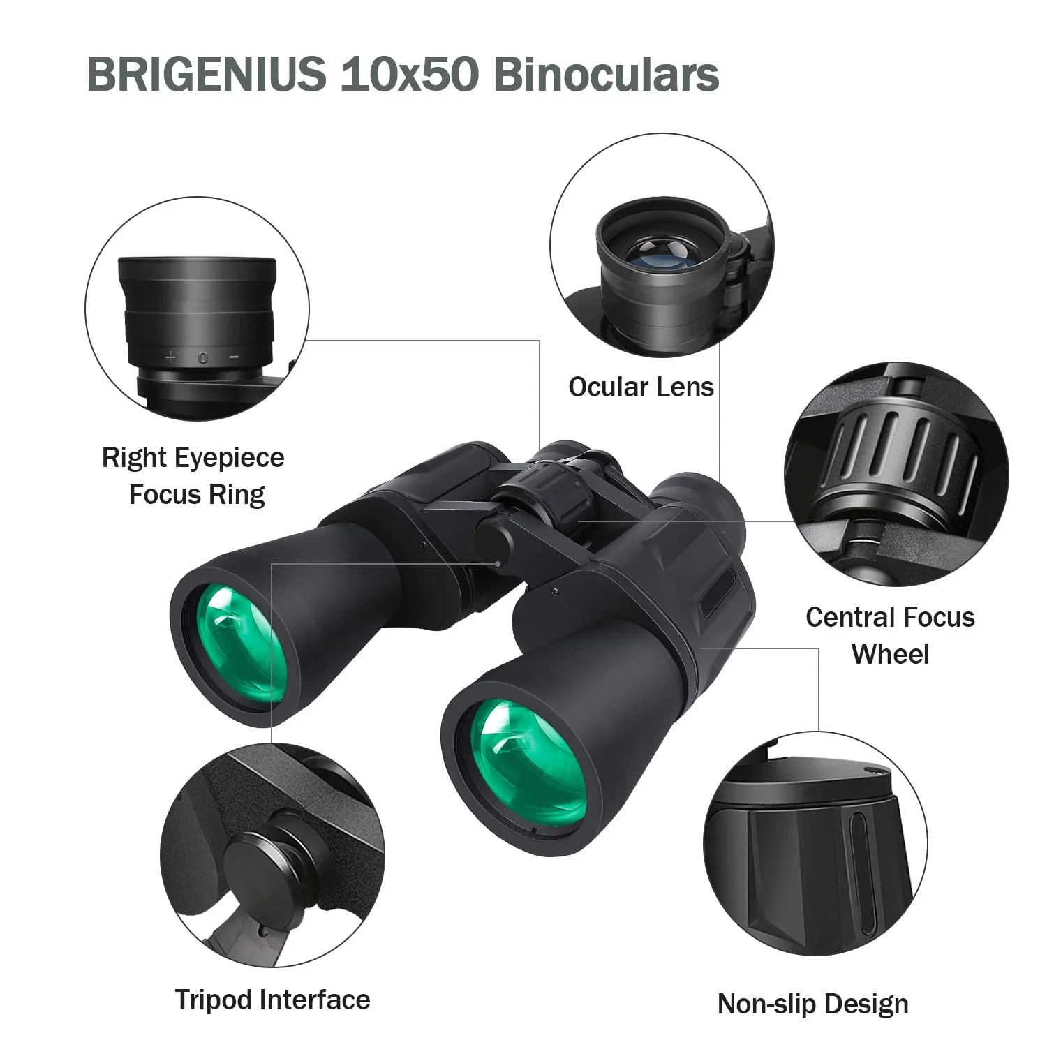 Бінокль BRIGENIUS 10 x 50 HD FMC, фото №5