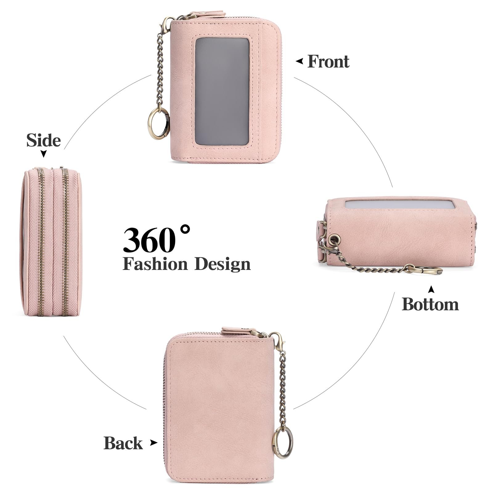 Кошелек GAEKEAO Маленький Кожаный с RFID защитой Розовый, фото №4