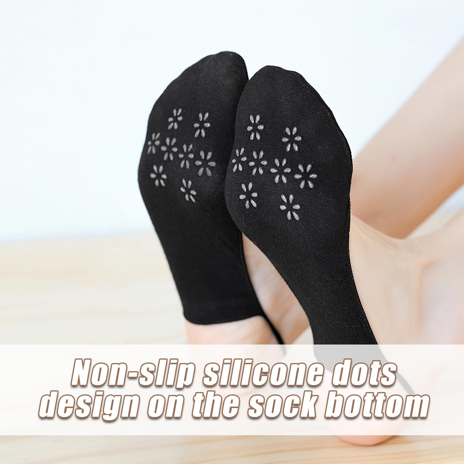 Женские хлопковые носки для босоножек и высоких каблуков, ультра невидимые носки с нескользящим силиконом, полуноски-подушечки для передней части стопы для обуви на ремешках, плоской формы, 6 пар, фото №4