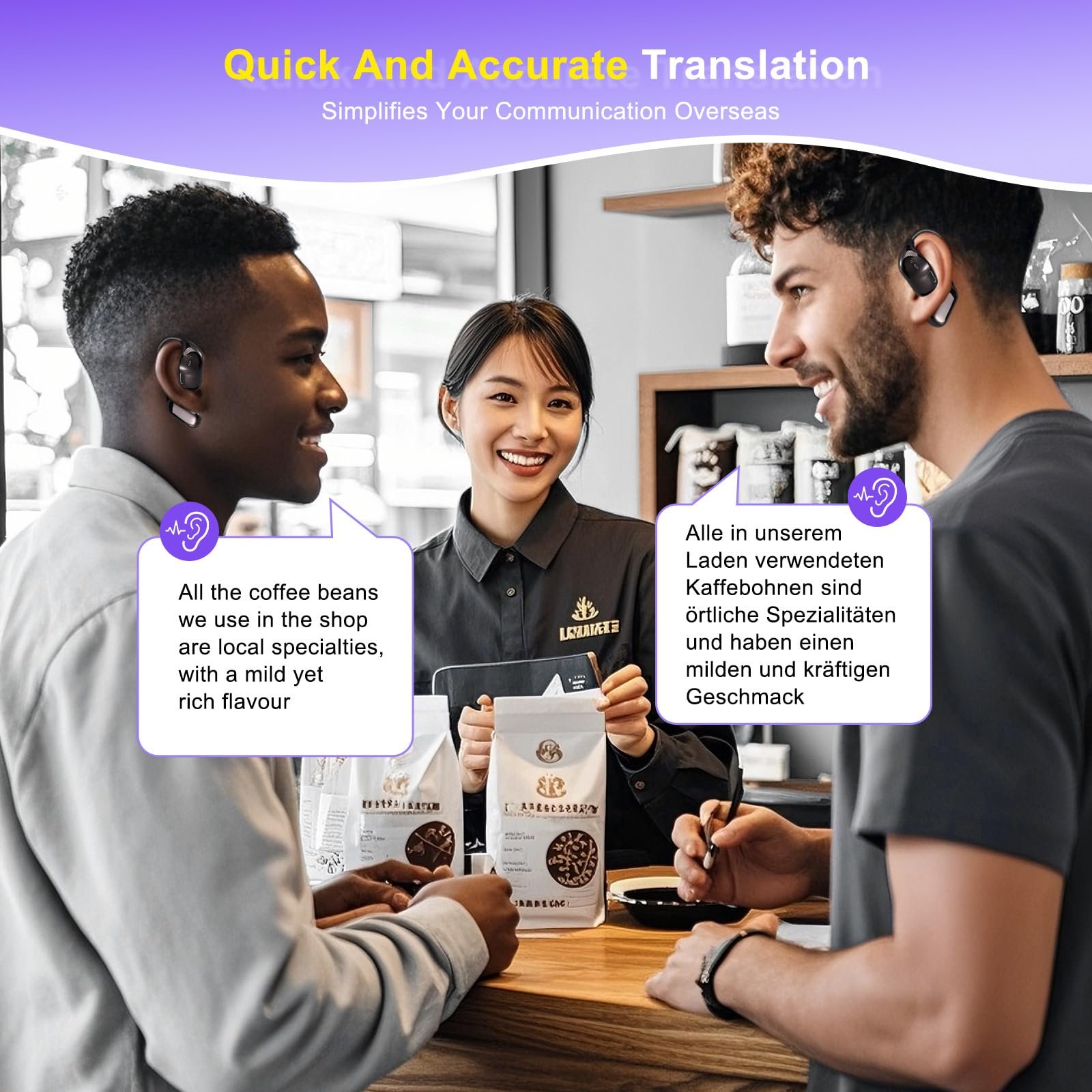 Наушники-переводчики Ki 144 языка Bluetooth 5.4 Черный, фото №7 Наушники-переводчики Ki 144 языка Bluetooth 5.4 Черный, фото №7