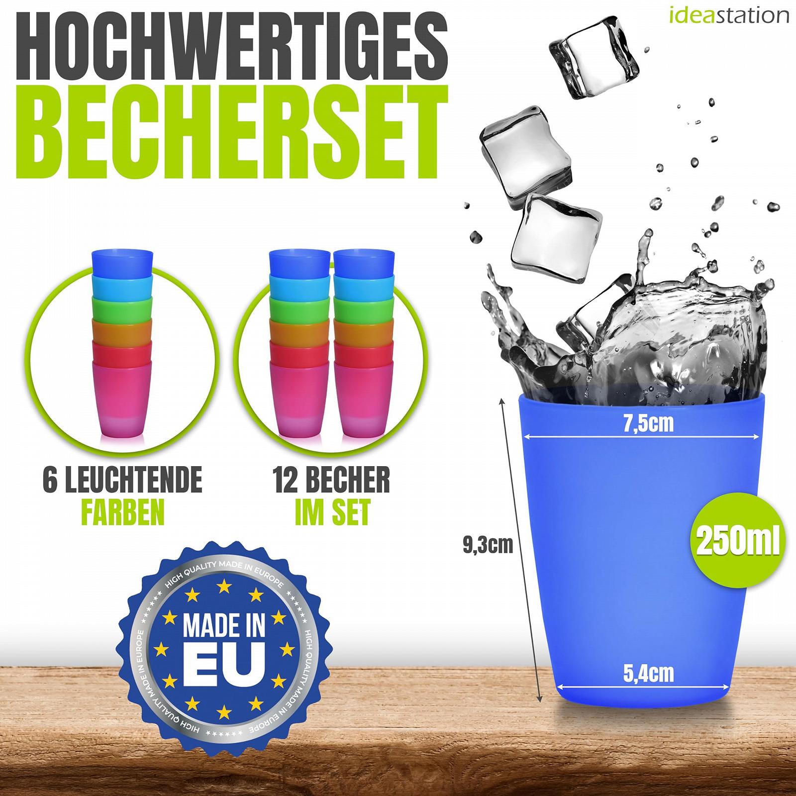 Пластикові стакани NEO, набір 12 штук, 250 мл, різнокольорові, фото №2