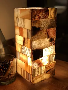Настільна лампа Alabaster Stone квадратна ручна робота ~ 3 кг - Фото 1