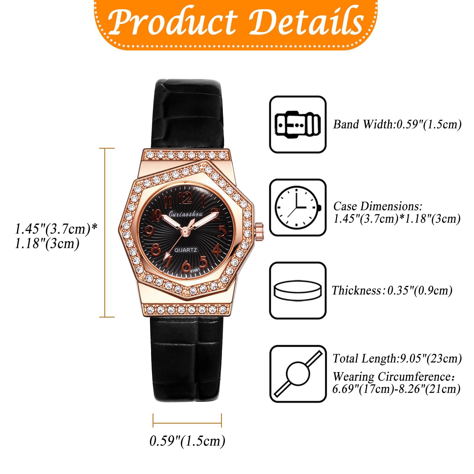 Женские Часы JewelryWe Аналоговые Кварцевые Маленький Кожаный Ремешок, фото №2 Женские Часы JewelryWe Аналоговые Кварцевые Маленький Кожаный Ремешок, фото №2