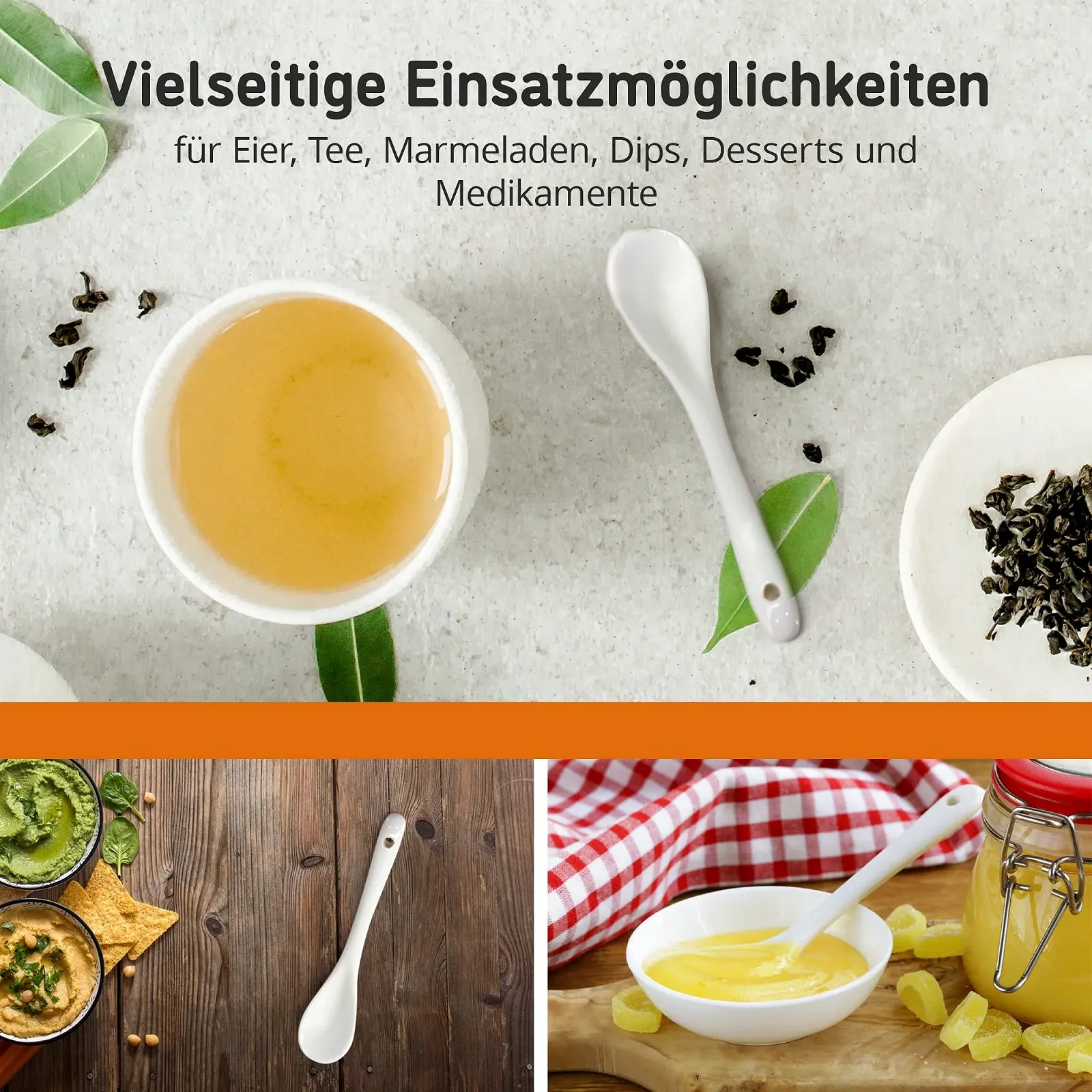 Ложки з порцеляни Набір 6 штук Білий Елегантні, фото №6