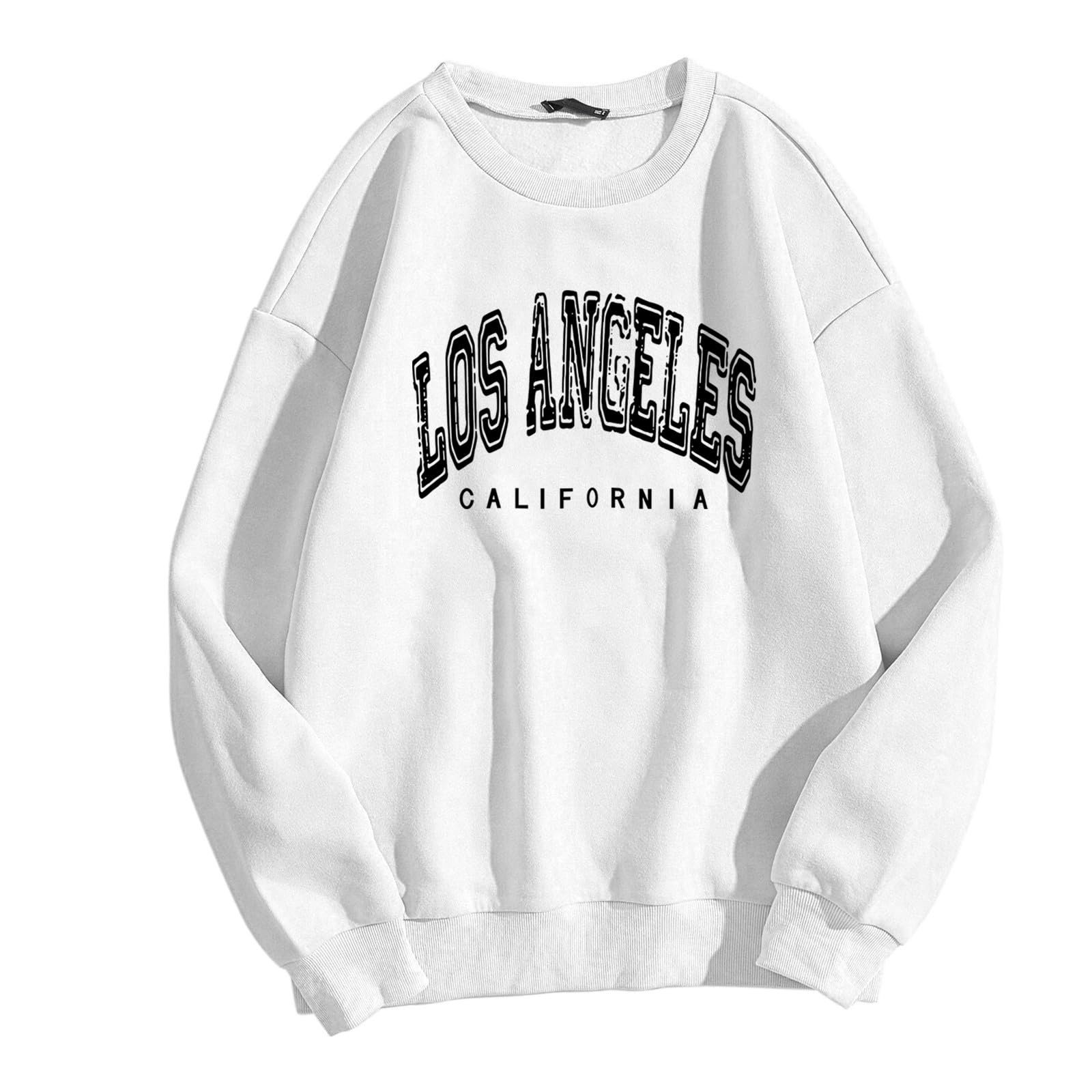 Женский Свитшот Los Angeles California Графический Спортивный 2025 Круглый вырез Свободный крой Однотонный Длинный рукав Печать букв Y2K Модный Винтажный, фото №1