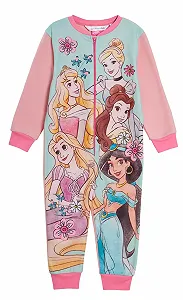 Пижама-комбинезон Disney Princess для девочек, флисовая, детская, на молнии, одежда для дома, детская одежда для сна - Фото 1