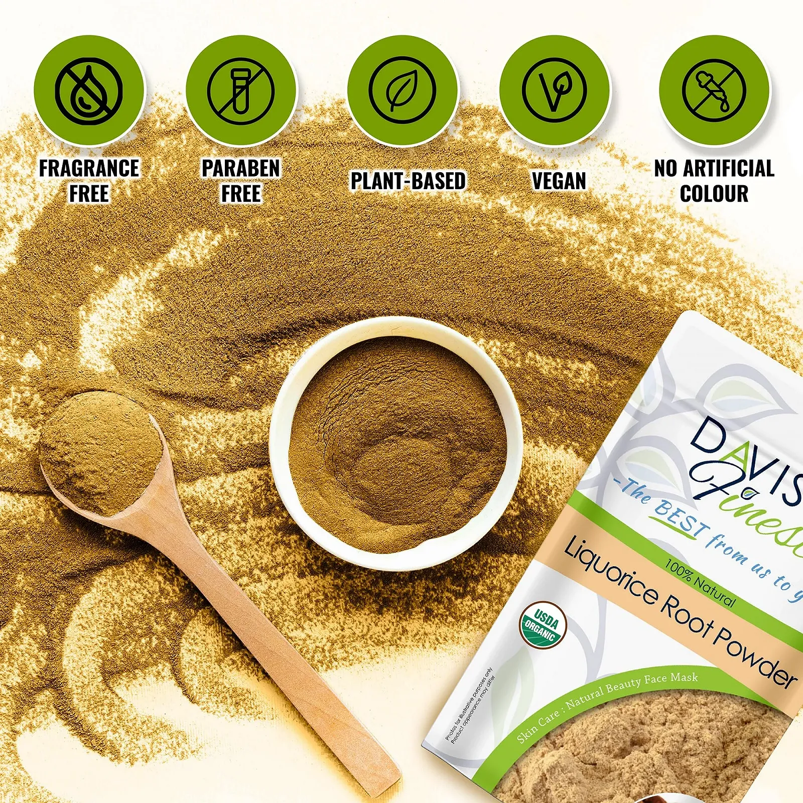 Порошок Кореню Солодки Davis Finest для Освітлення Шкіри обличчя, Натуральна Маска, фото №6 Порошок Кореню Солодки Davis Finest для Освітлення Шкіри обличчя, Натуральна Маска, фото №6