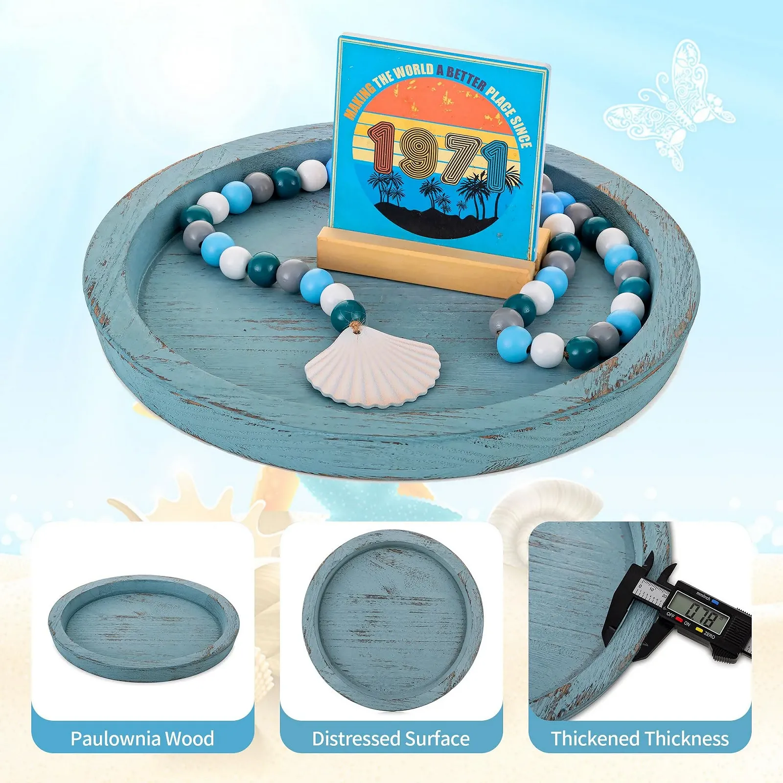 Декоративный поднос Hanobe Деревянный круглый, фото №6 Декоративный поднос Hanobe Деревянный круглый, фото №6