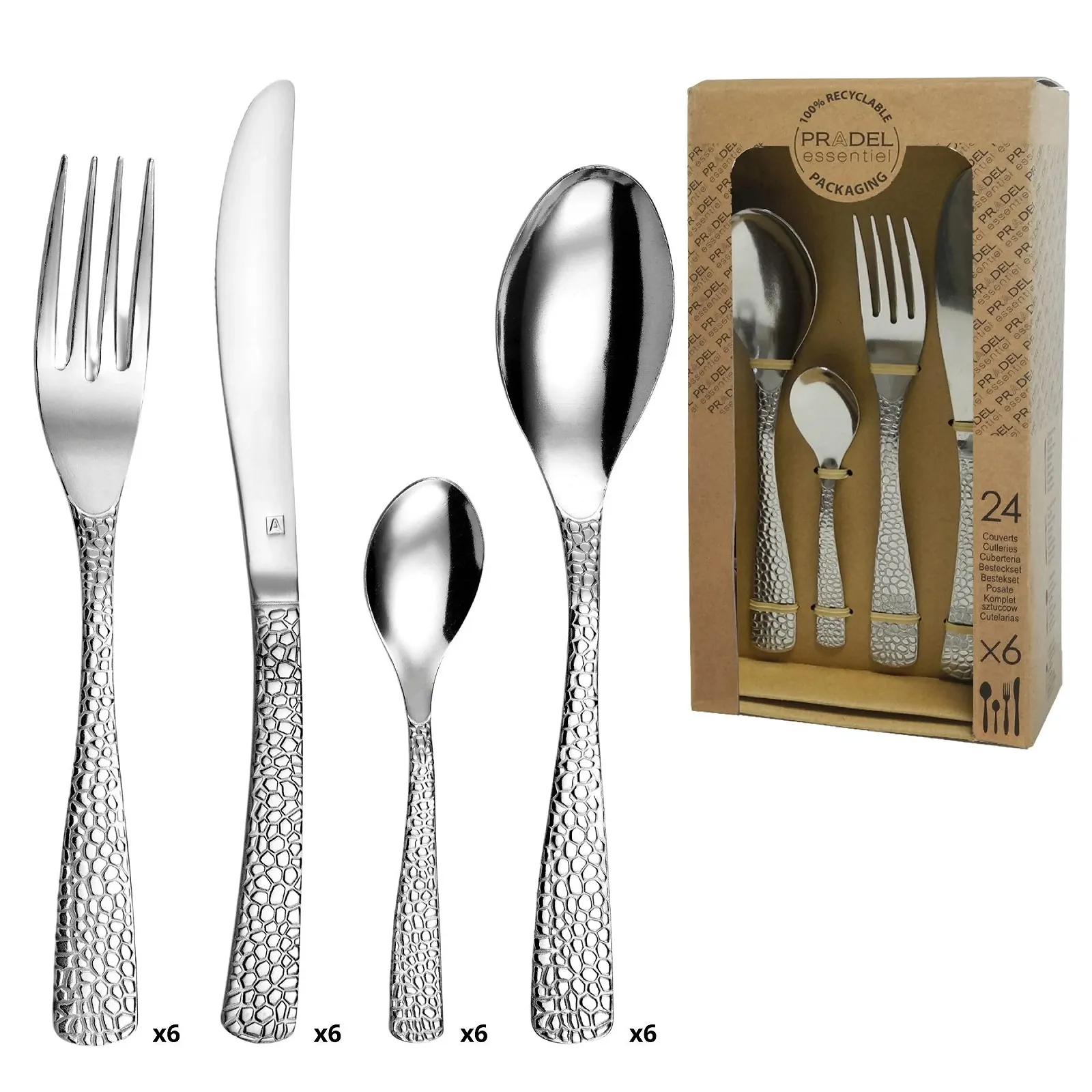 Набор столовых приборов Amefa Tam, 24 предмета, нержавеющая сталь 18/0, сталь, фото №1