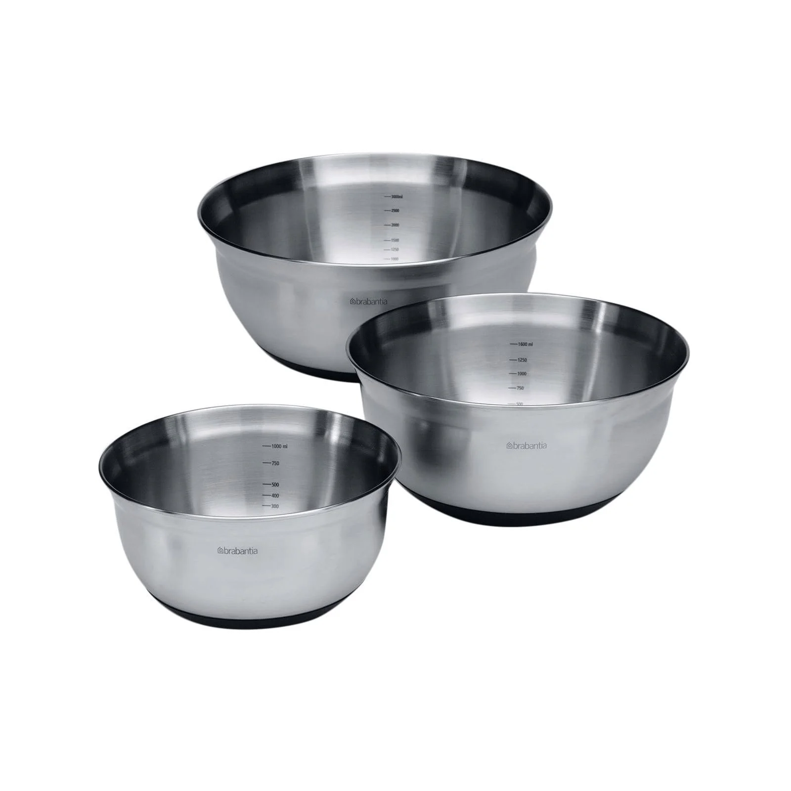 Набір мисок Brabantia 1 л, 1.6 л та 3 л матова сталь, фото №1 Набір мисок Brabantia 1 л, 1.6 л та 3 л матова сталь, фото №1