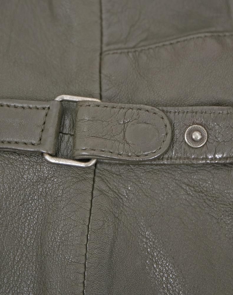 Шкіряне пальто з капюшоном Gipsy by Mauritius Lamb Nappa оливкового кольору, фото №5