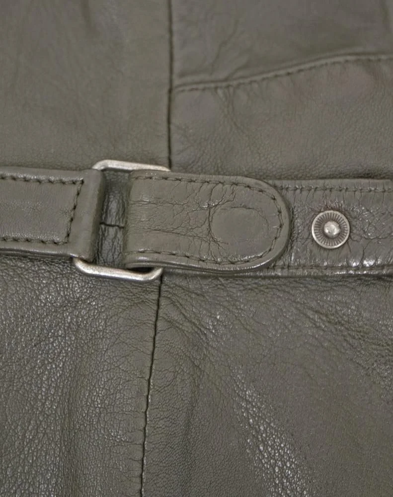 Шкіряне пальто з капюшоном Gipsy by Mauritius Lamb Nappa оливкового кольору, фото №5