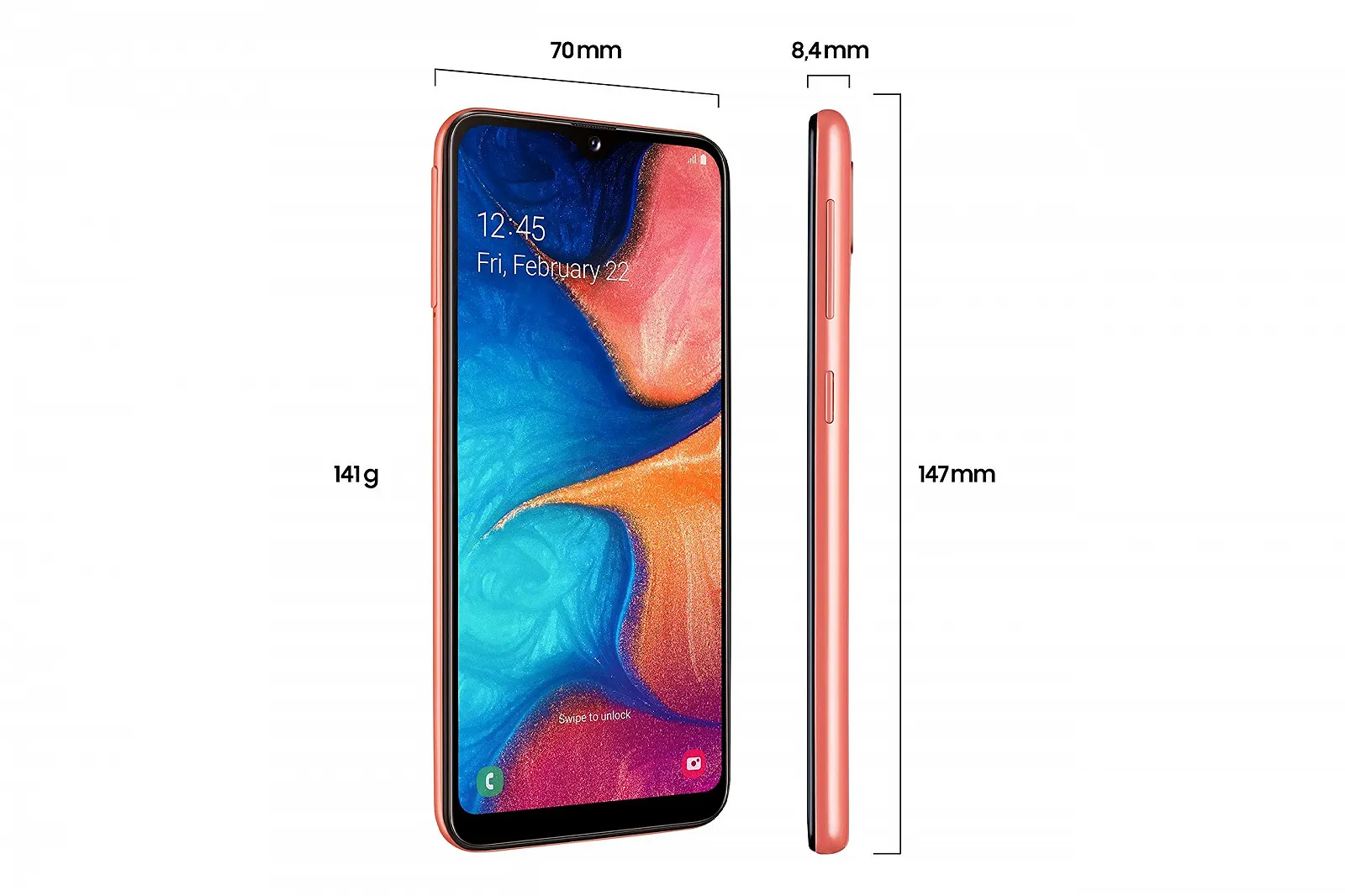 Смартфон Samsung Galaxy A20e 5,8" 32 GB 3 GB RAM Dual SIM Coral, фото №2 Смартфон Samsung Galaxy A20e 5,8" 32 GB 3 GB RAM Dual SIM Coral, фото №2