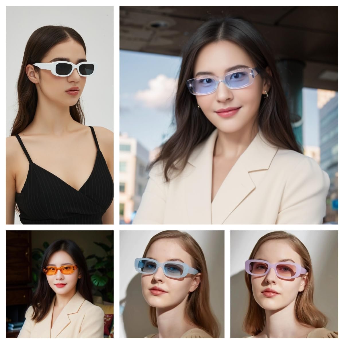 Вінтажні сонцезахисні окуляри Прямокутні WDZAYXC для жінок і чоловіків Модні ретро, фото №7