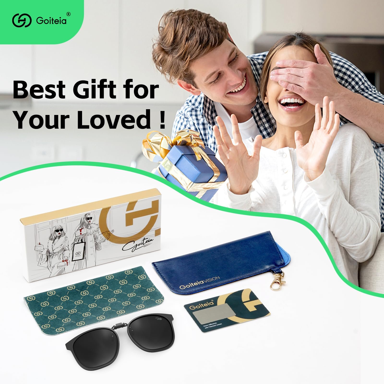 Солнцезащитные очки Goiteia, прикрепляемые к очкам по рецепту, модная оправа, фото №7