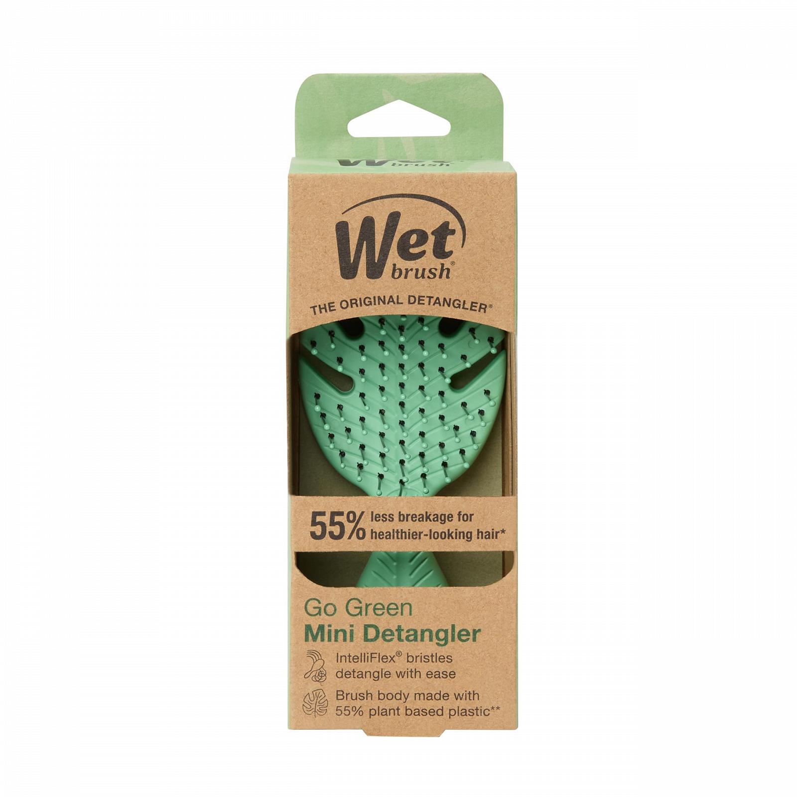 Гребінець Wet Brush Go Green Mini Detangler для волосся, дорожній розмір, ультрам'які щетинки Intelliflex, зелений, фото №11