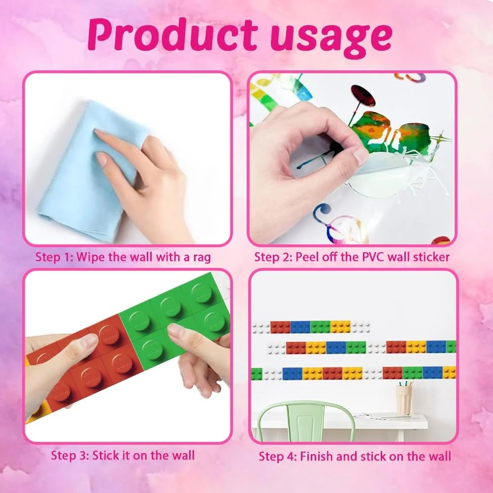 Наклейка на стіну SUPERDANT Будівельні блоки самоклеюча вінілова DIY різнокольорова, фото №6 Наклейка на стіну SUPERDANT Будівельні блоки самоклеюча вінілова DIY різнокольорова, фото №6