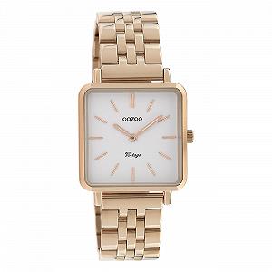 Женские часы Oozoo Vintage Квадратные Плоские 28 мм C9958, Розовое золото / белый, Браслет - Фото 1