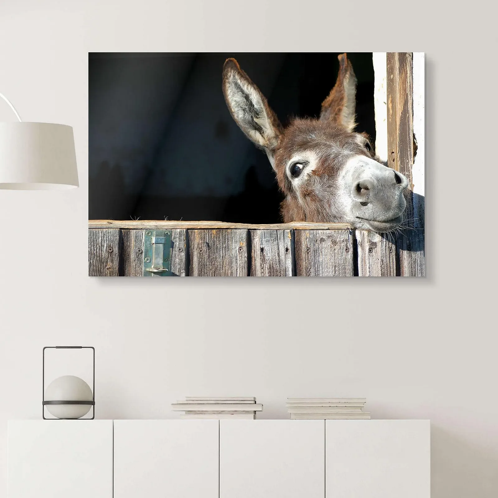 Картина на акриловому склі Posterlounge Милий цікавий ослик 30 x 20 см, фото №4