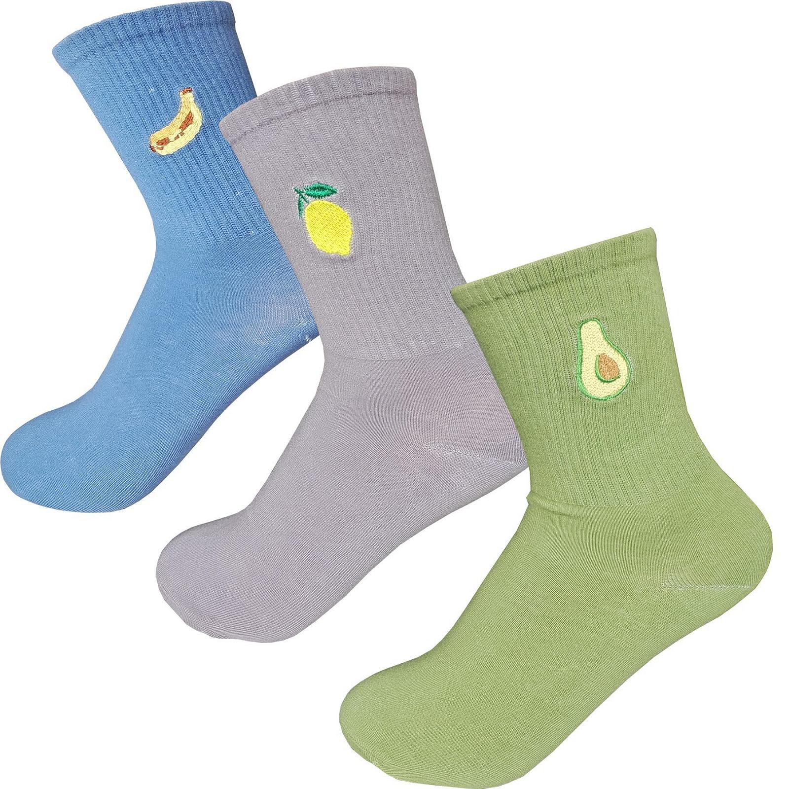 Шкарпетки Fruit Милі шкарпетки для жінок Бавовняні вишиті шкарпетки з бананом, авокадо, полуницею 4-6 пари, фото №6
