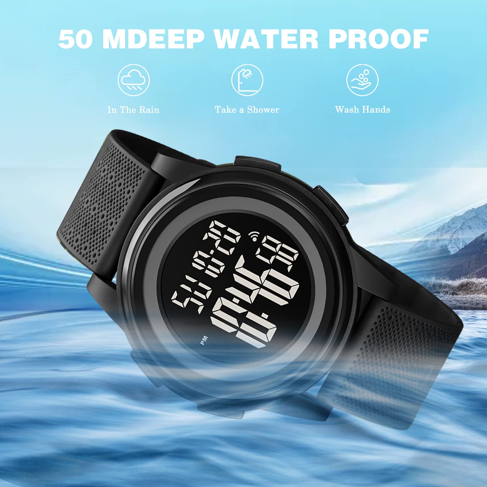 Часы SKMEI Digital Sports 1895-All, 1895-all Black-f LED Backlight Спортивные черные, фото №7