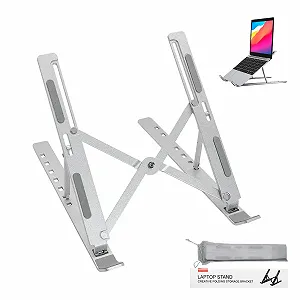 Подставка для ноутбука алюминиевая складная с нескользящими накладками, регулируемая по высоте, с вентиляцией и треугольной структурой - Фото 1