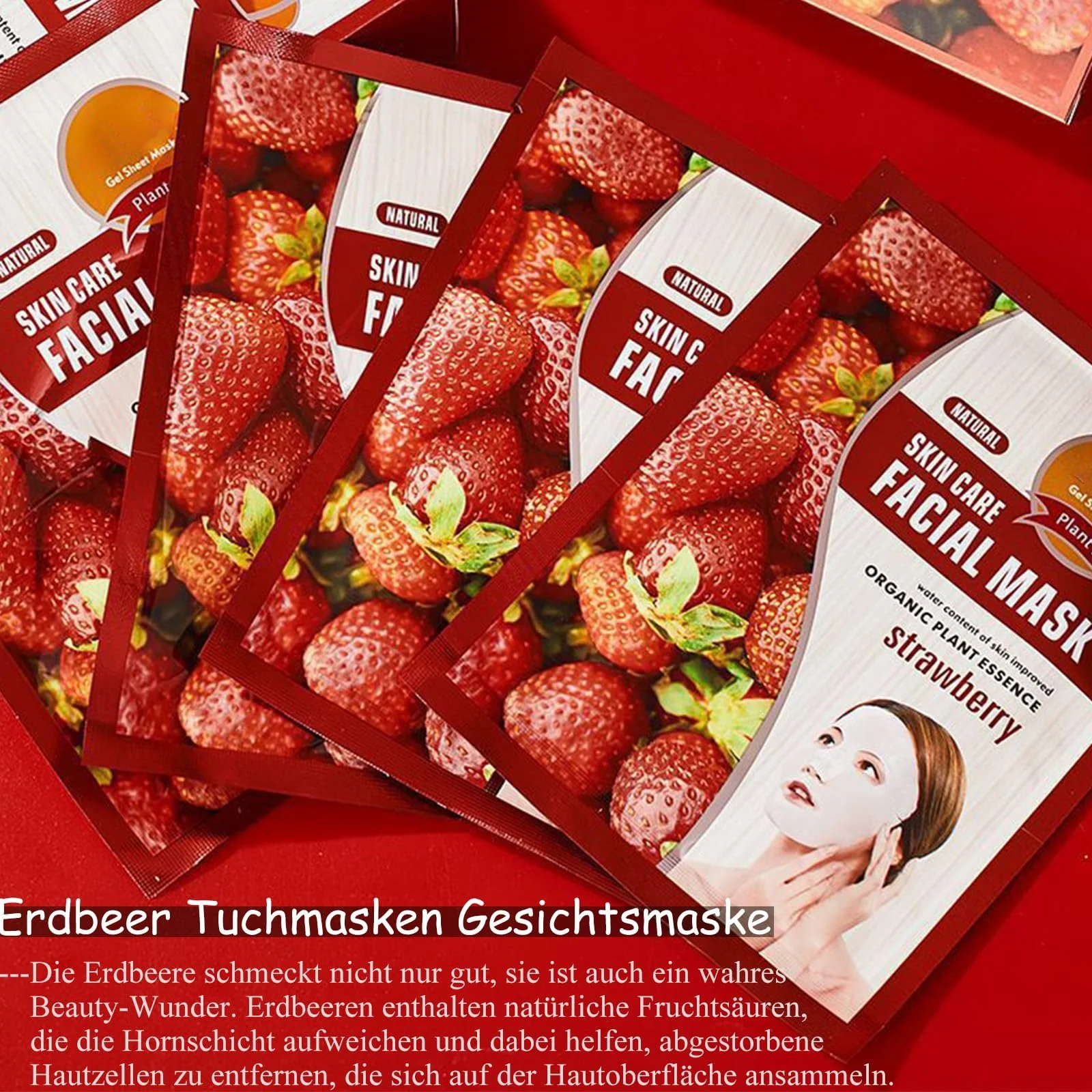 Тканевая маска Soleneva 8 штук 2 вида Листовая маска Клубника, Кокос, фото №3