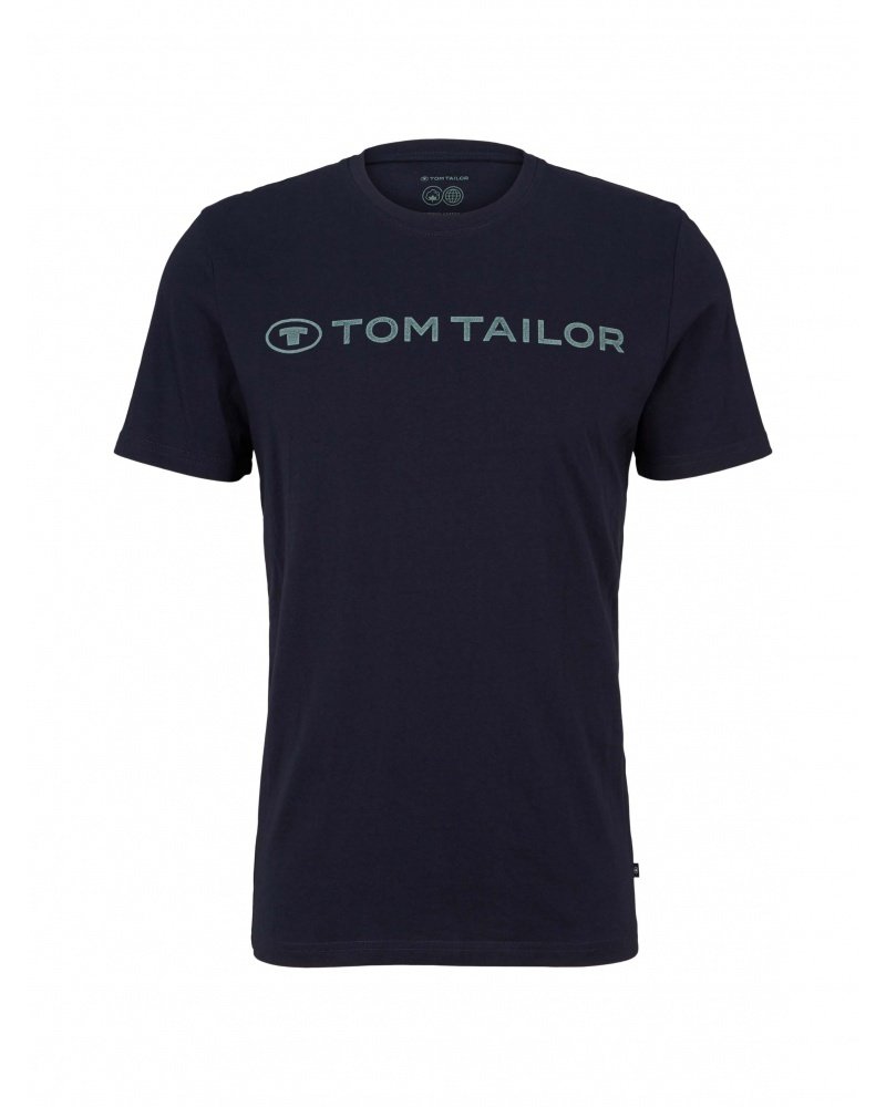 Футболка printed crewneck logo  1030527XX1010668 Tom Tailor Темно-синій L, фото №5