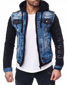 Джинсова куртка Cipo & Baxx Regular Fit з капюшоном, подвійний стиль, модні деталі, вінтажний міський стиль - Фото 1