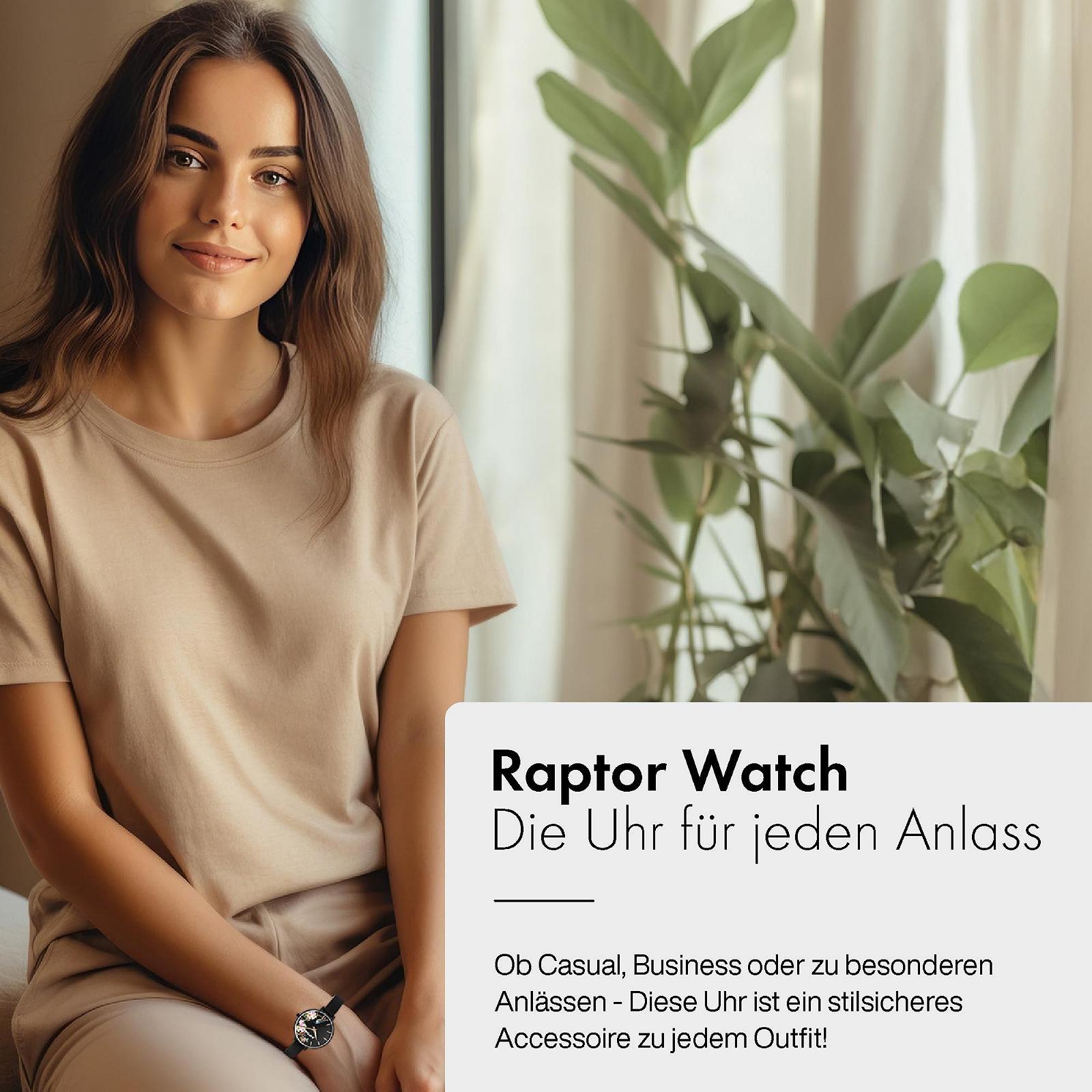 Жіночий годинник Raptor RA10197 Шкіряний Браслет Квіти Метелик Аналоговий Кварц Чорний, Ремінець, фото №5 Жіночий годинник Raptor RA10197 Шкіряний Браслет Квіти Метелик Аналоговий Кварц Чорний, Ремінець, фото №5